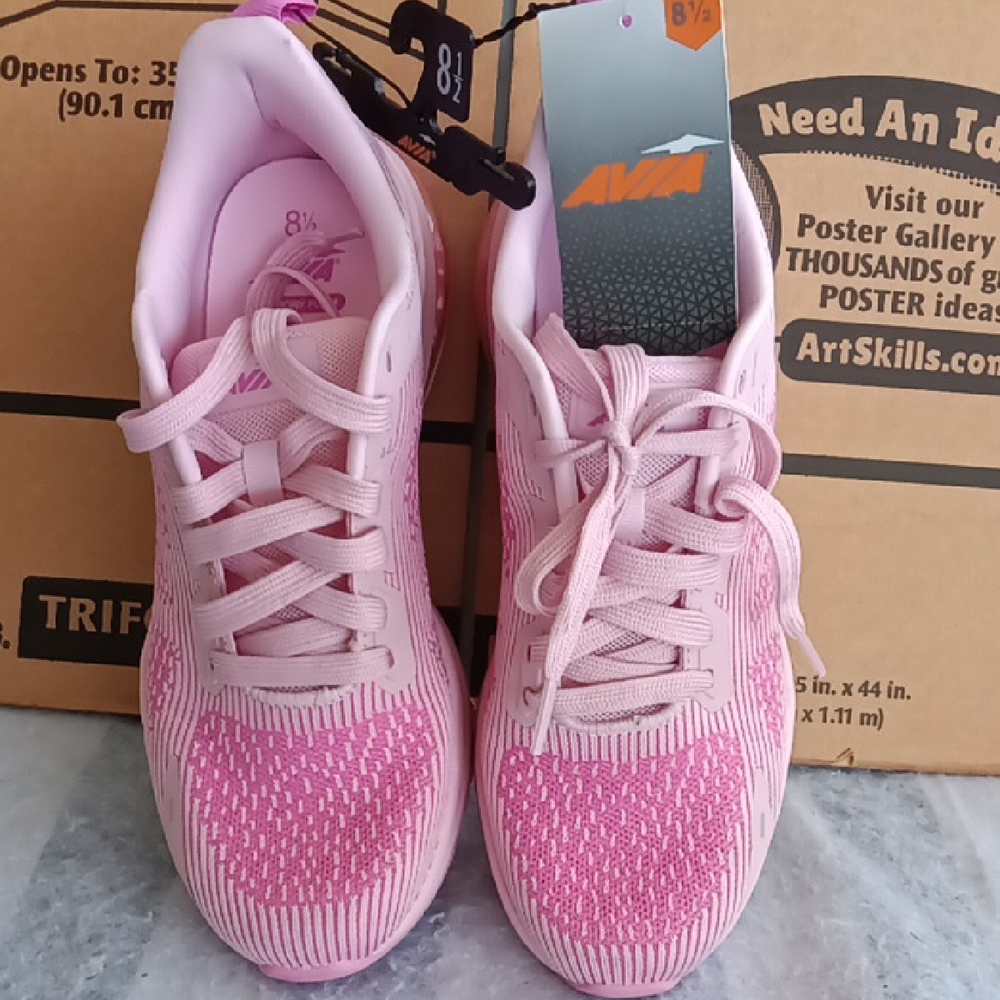 Avia Pink Knit Lace-Up Athletic Sneakers
